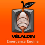 The Velaldin logo on orange background.